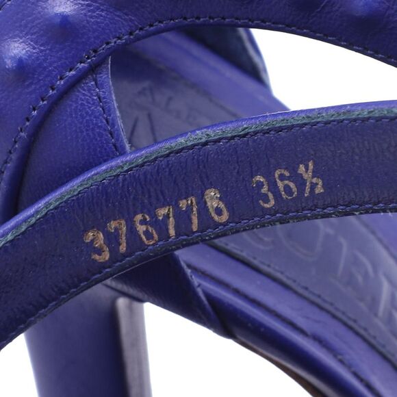 Alexander Mcqueen Embossed Strap Platform Sandals in Blue Leather - Picture 6 of 9